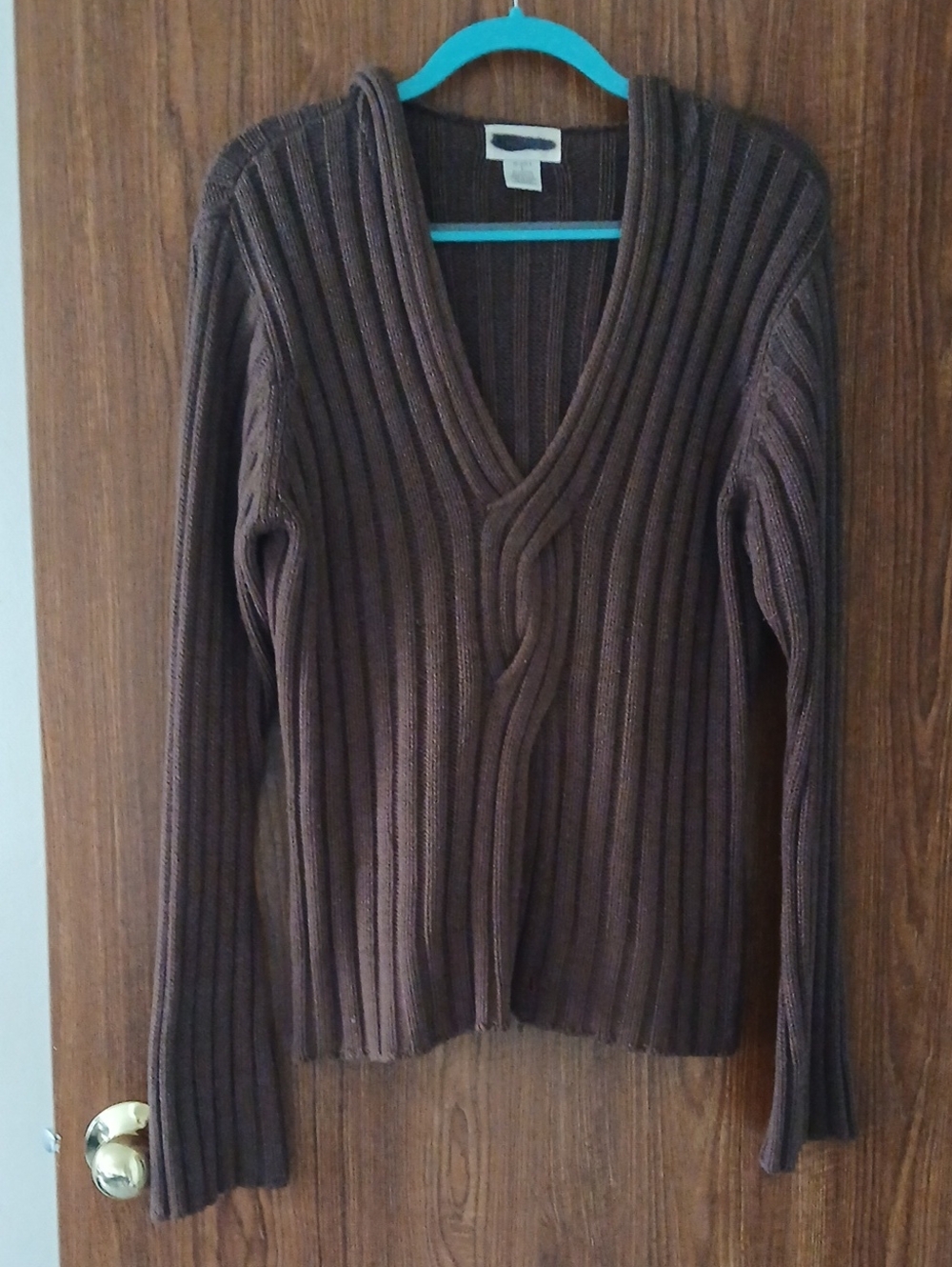 Chadwicks Brown Ribbed V-Neck Sweater